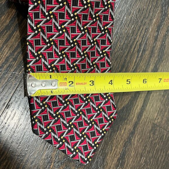 ROBERT TALBOTT Best of Class Silk Neck Tie Pink Black Yellow Geometric Bright - Picture 7 of 7